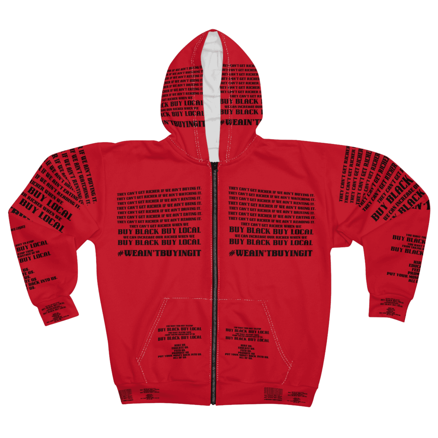 Premium-Unisex-Economic-Resistance-Zip-Up Hoodie | Red XMAS | Limited-Edition