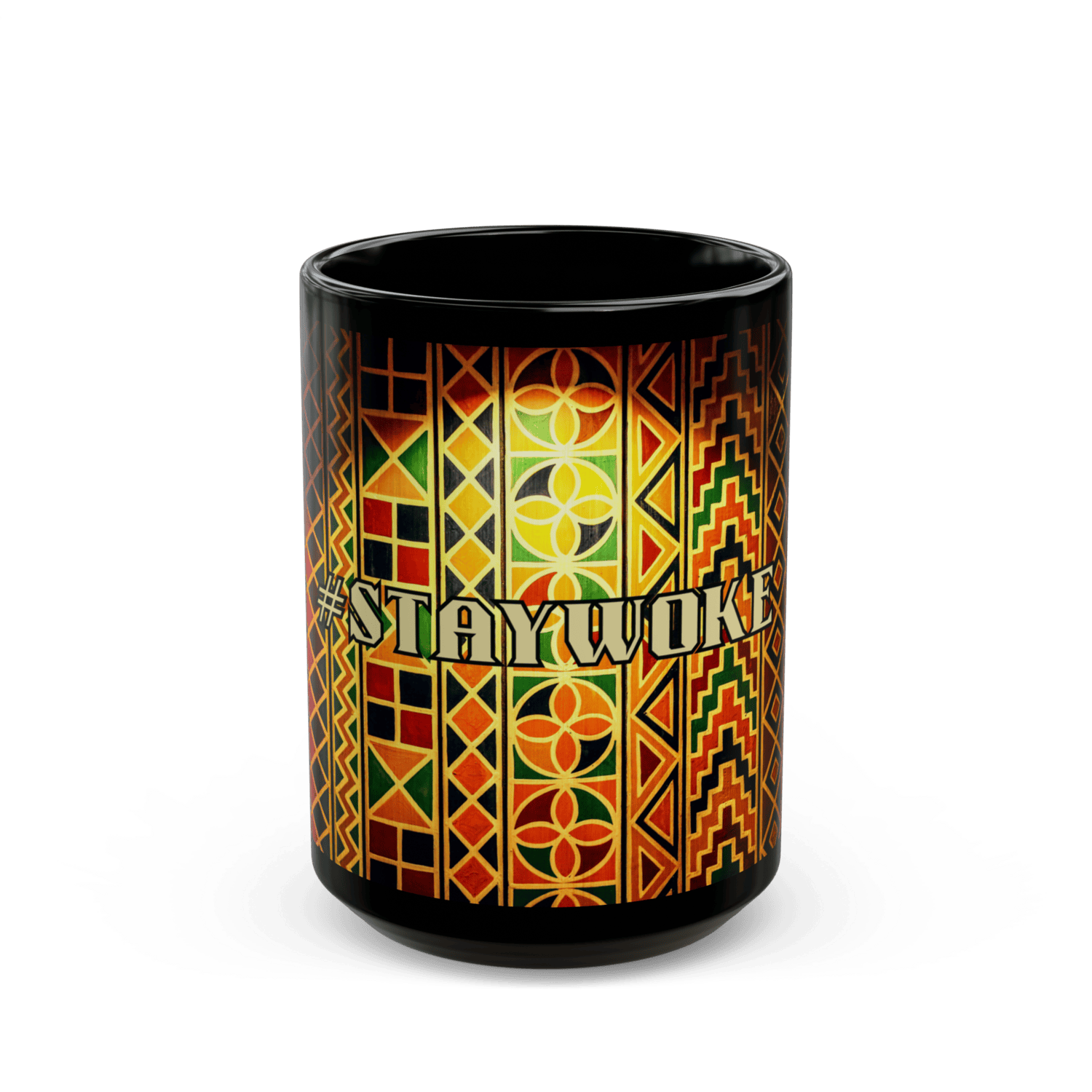 Detailed image of a ceramic thimble featuring traditional Tairwoke pattern in vibrant colors against a black background.