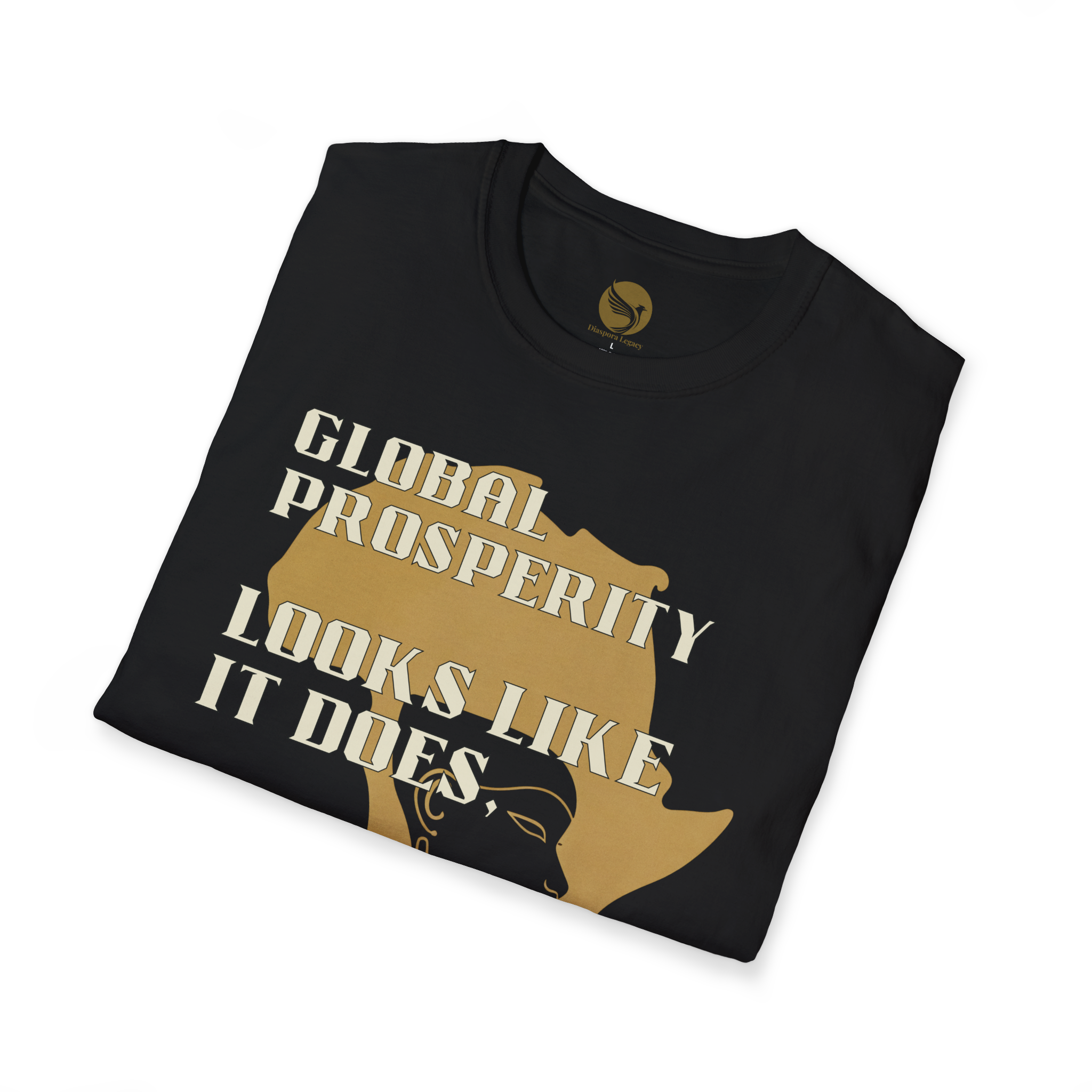 Africa Powered It |Black Folded View Africa Powered It Unisex Softstyle Movement T-Shirt