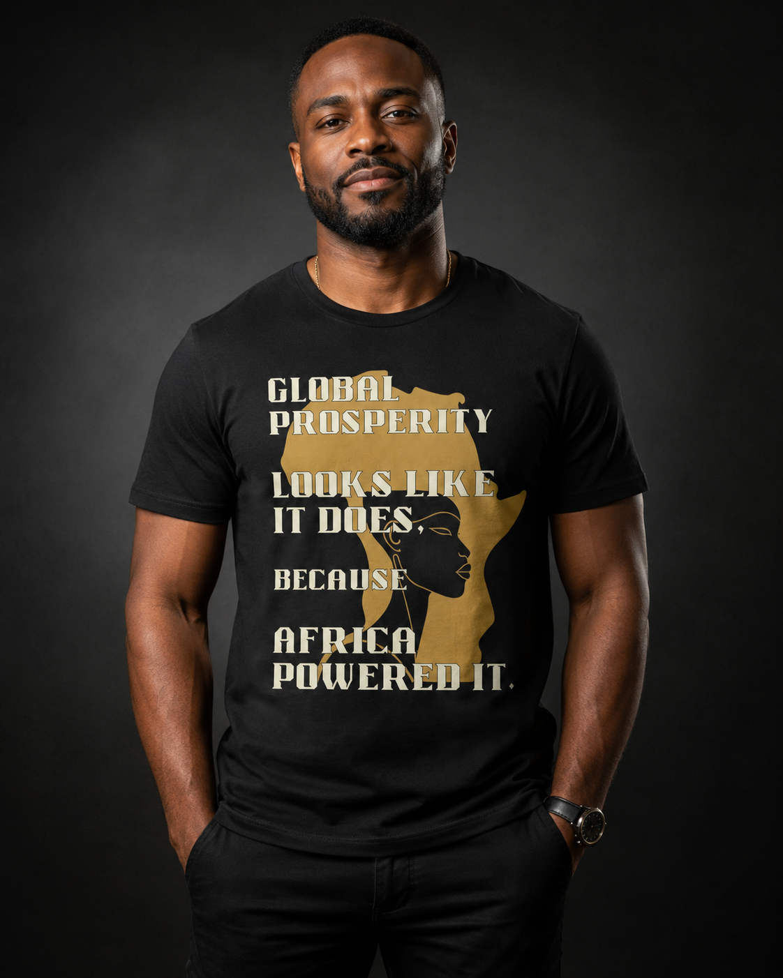 Africa Powered It Male Portrait Africa Powered It Unisex Softstyle Movement T-Shirt