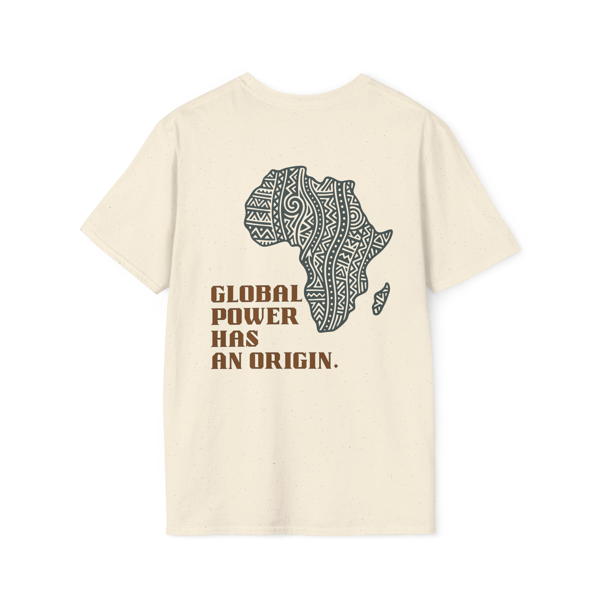 Africa Powered It |Natural Back View Africa Powered It Unisex Softstyle Movement T-Shirt