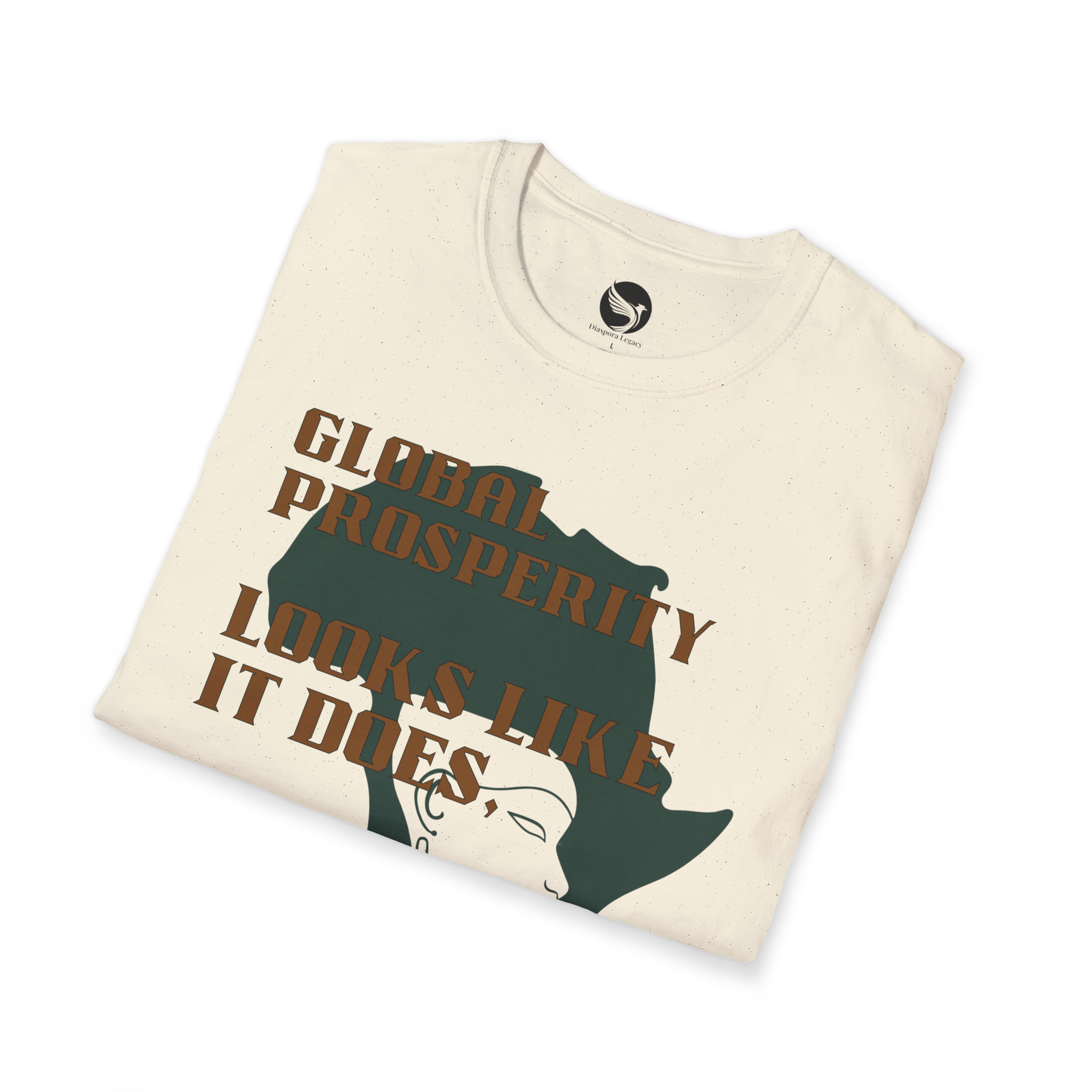 Africa Powered It |Natural Folded View Africa Powered It Unisex Softstyle Movement T-Shirt