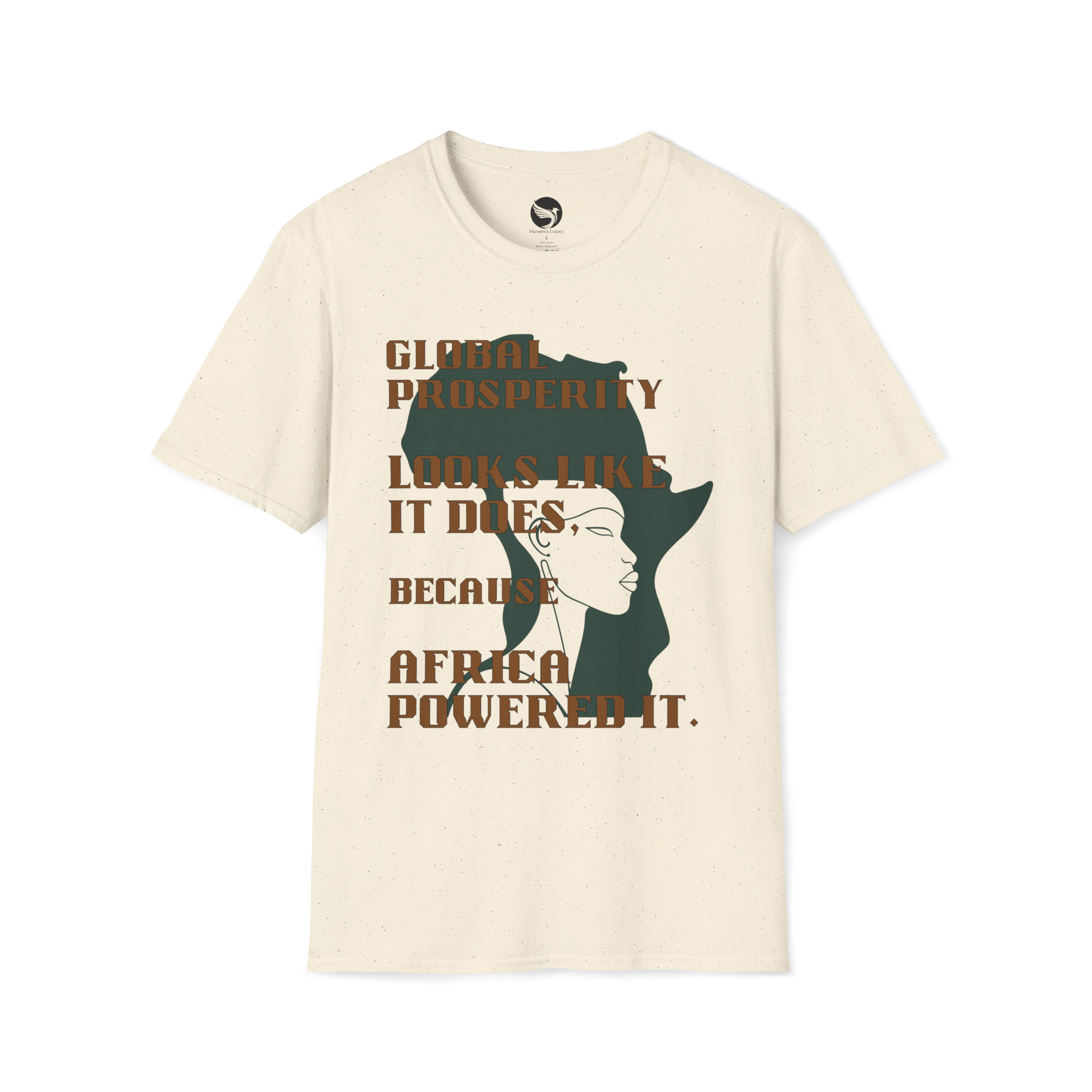Africa Powered It |Natural Front View Africa Powered It Unisex Softstyle Movement T-Shirt