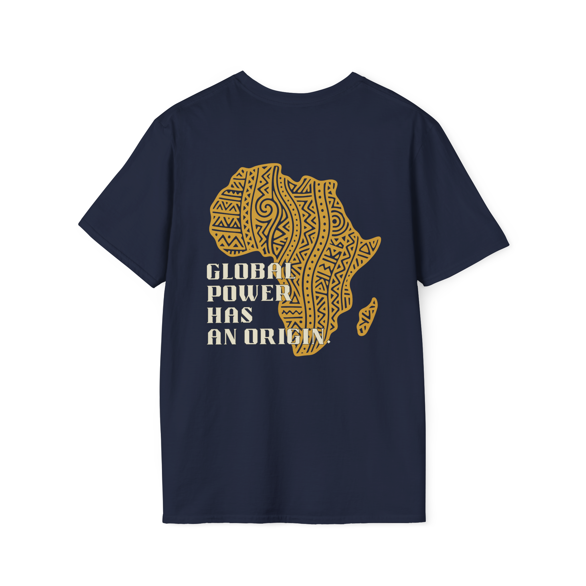 Africa Powered It |Navy Back View Africa Powered It Unisex Softstyle Movement T-Shirt
