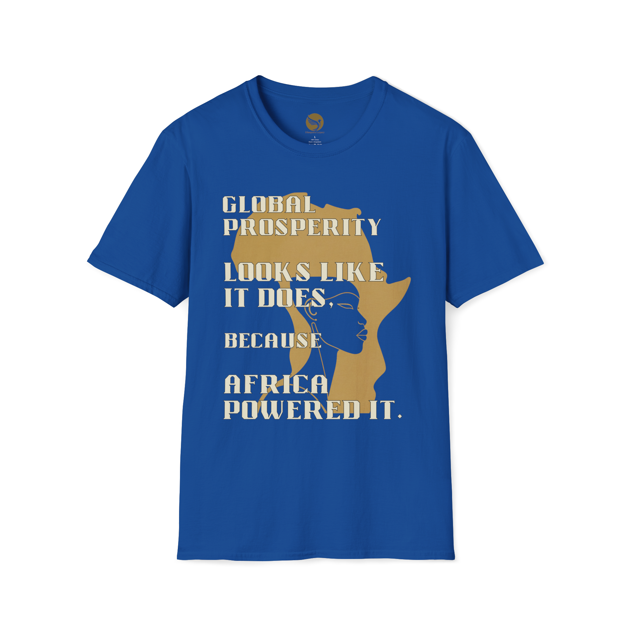 Africa Powered It |Royal Front View Africa Powered It Unisex Softstyle Movement T-Shirt