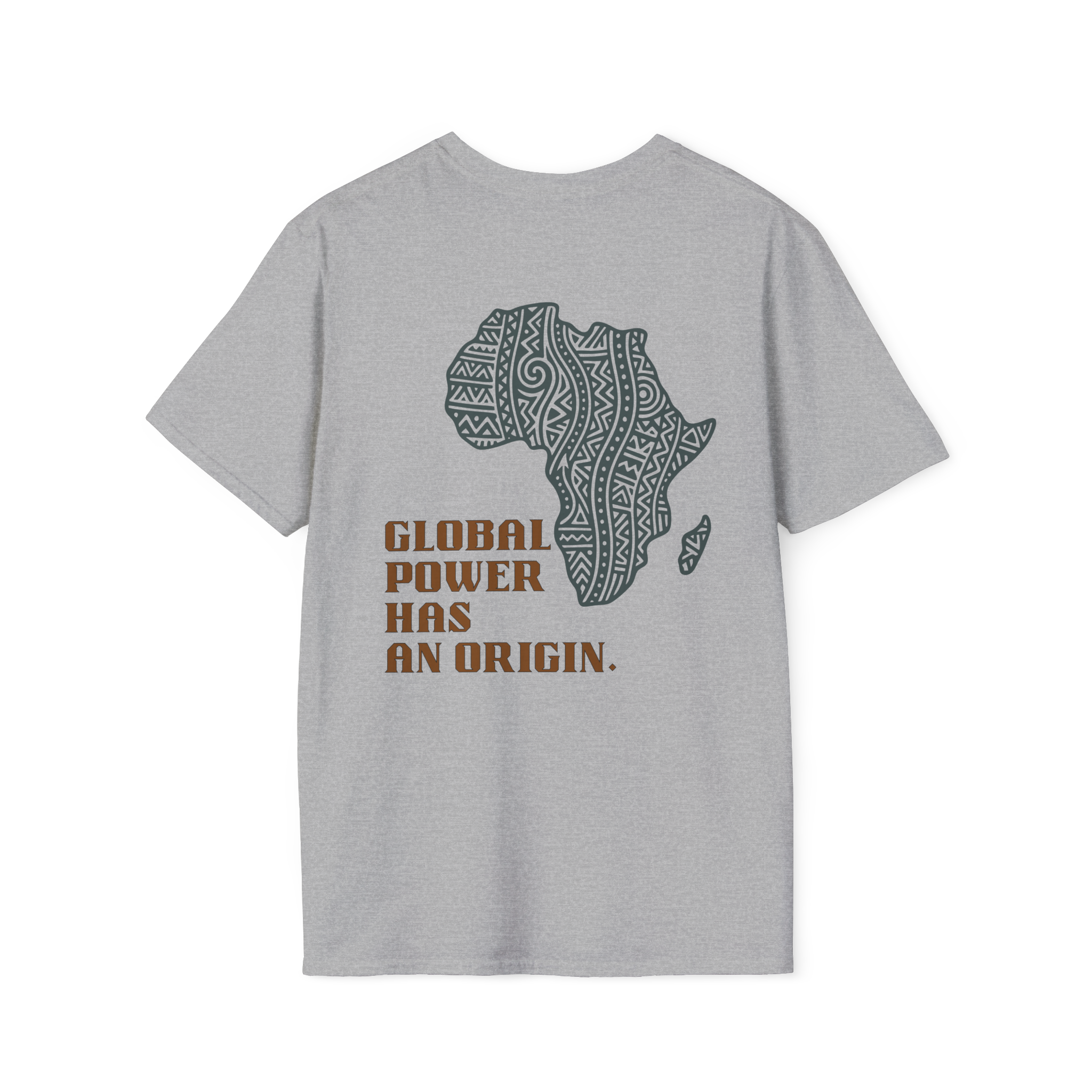 Africa Powered It |Sport Grey Back View Africa Powered It Unisex Softstyle Movement T-Shirt