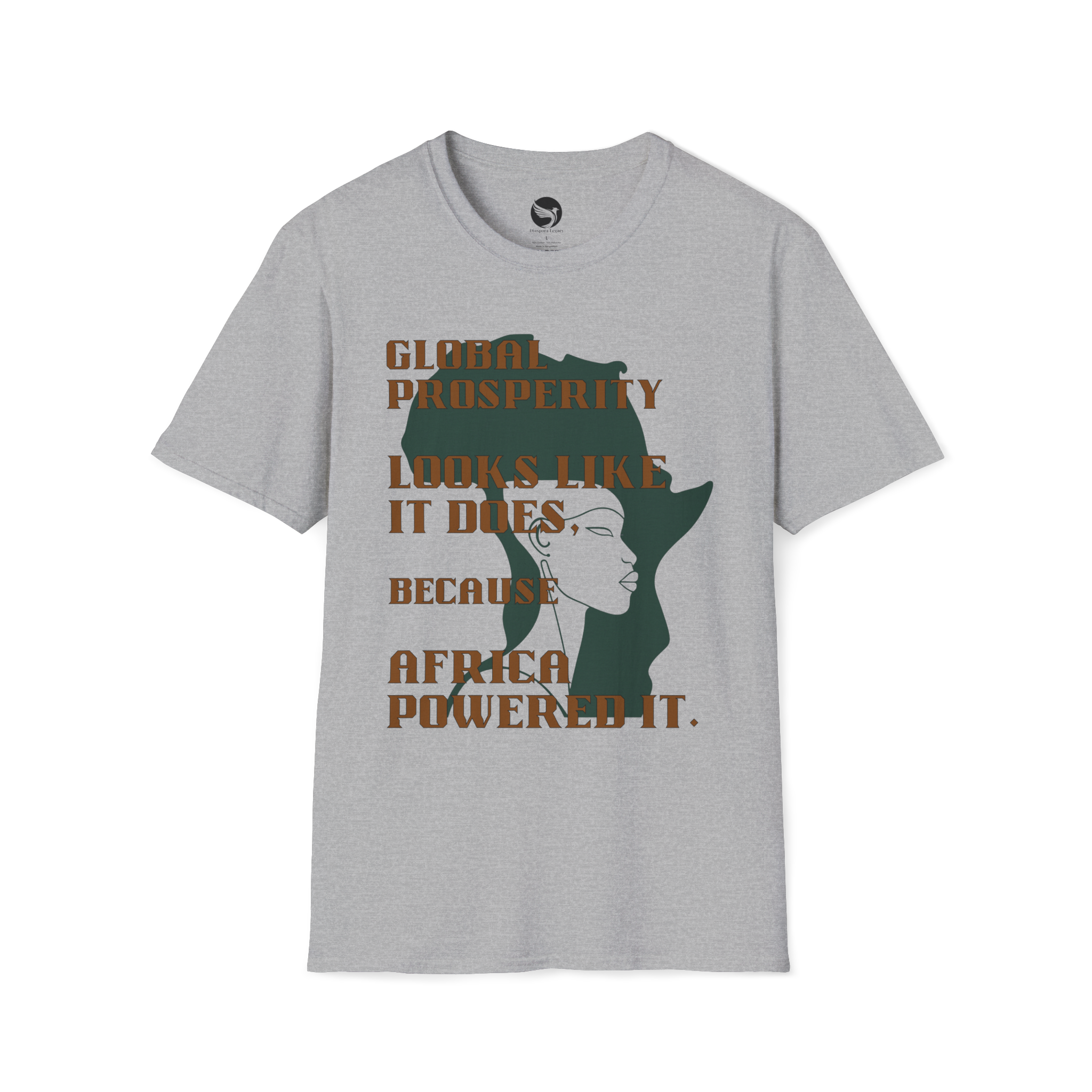 Africa Powered It |Sport Grey Front View Africa Powered It Unisex Softstyle Movement T-Shirt