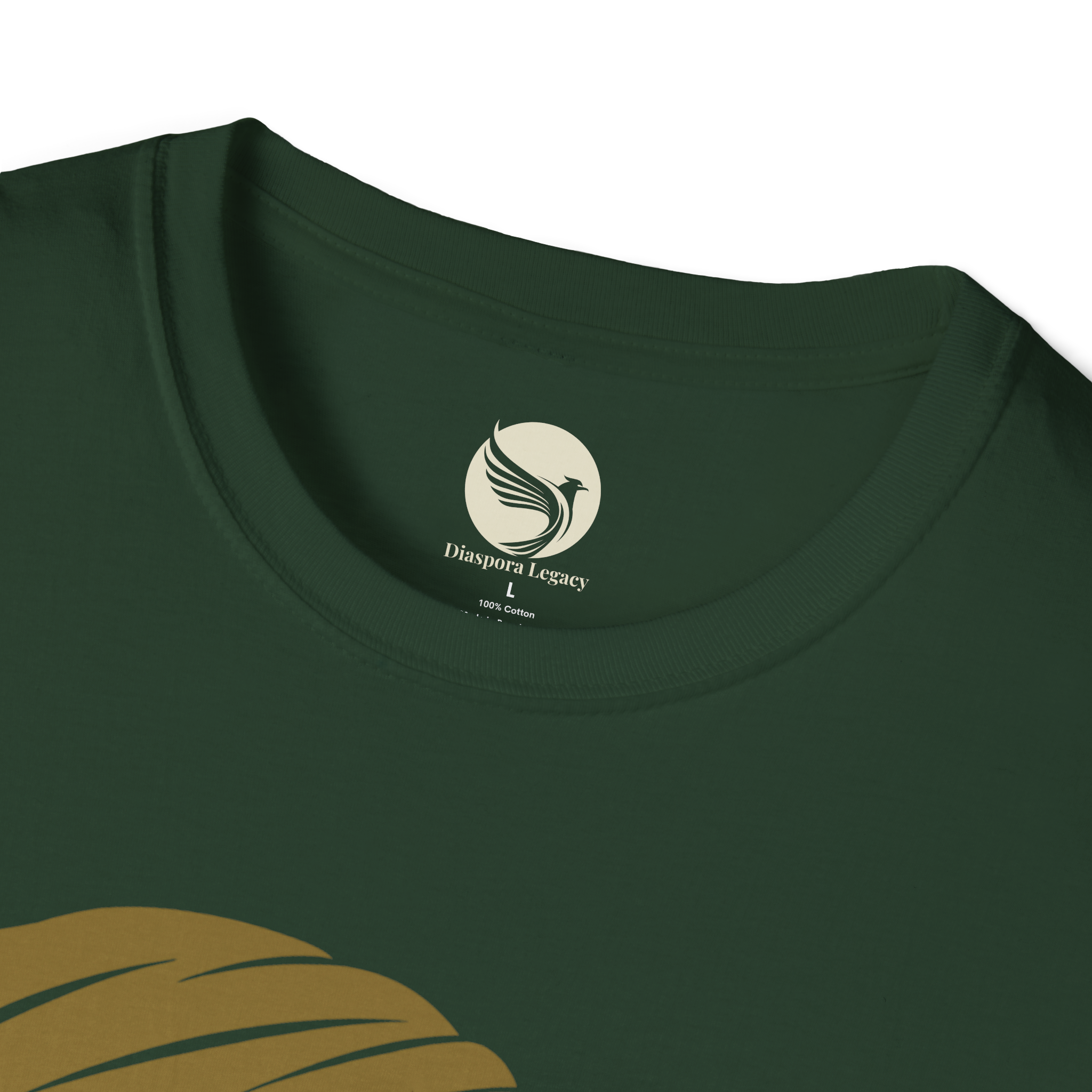 I Am My Ancestor | Forest Green Front Collar Closeup View I Am My Ancestor Unisex Softstyle Movement M T-Shirt