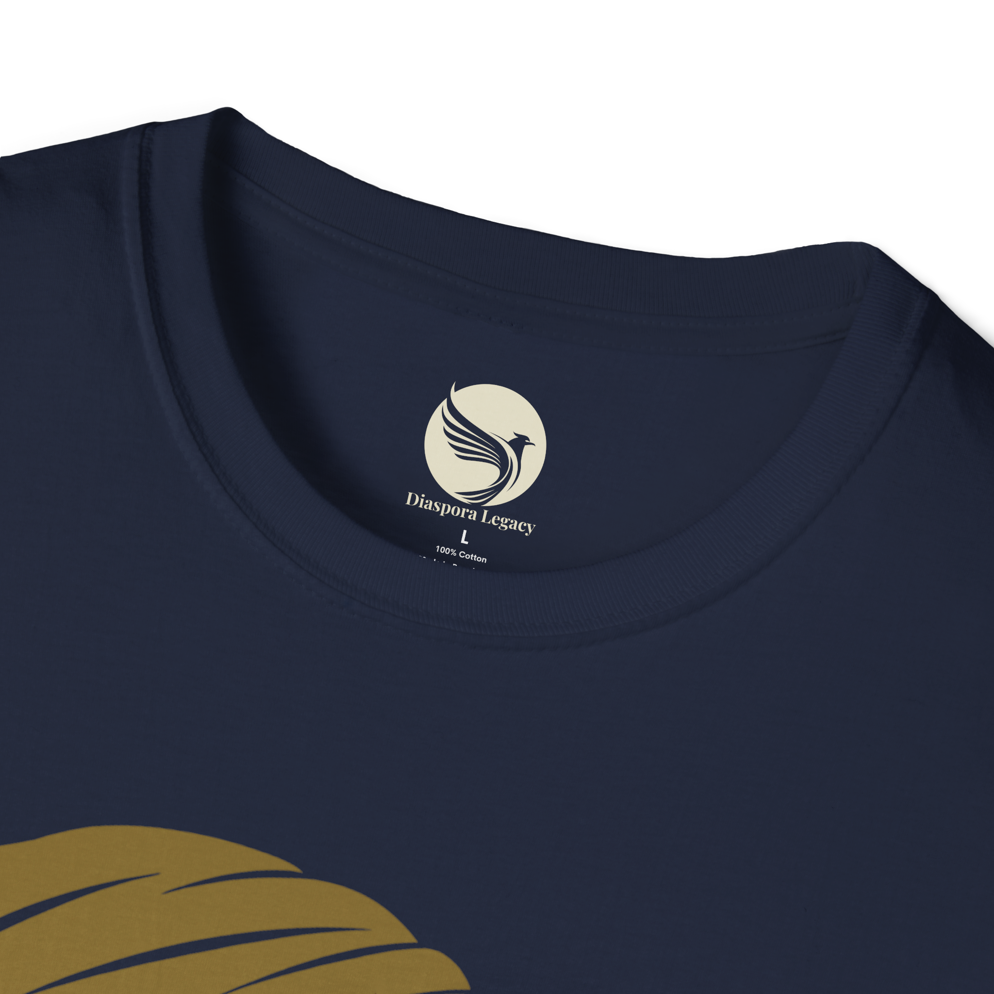 I Am My Ancestor | Navy Front Collar Closeup View I Am My Ancestor Unisex Softstyle Movement M T-Shirt